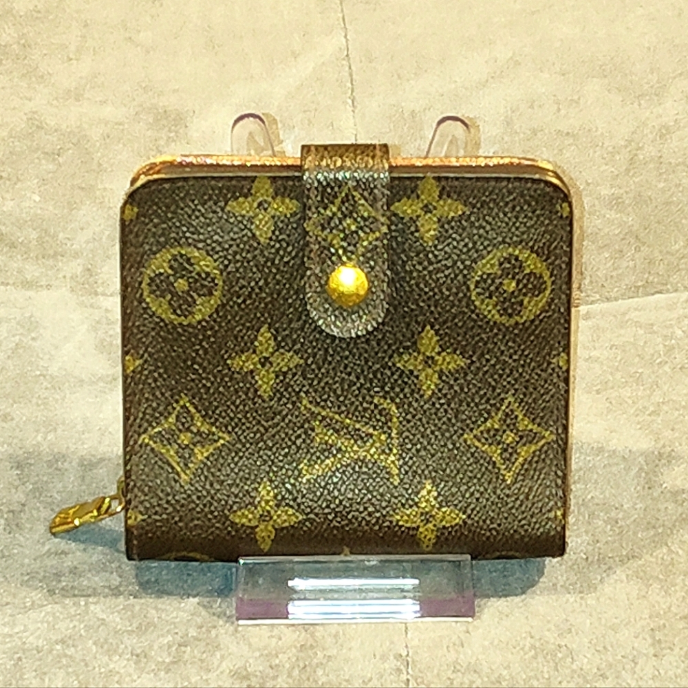 EUC LOUIS VUITTON MONOGRAM BROWN SNAP BI-FOLD WALLET & ZIP COIN POUCH MI-0011